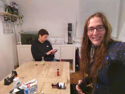 Day 24 wine and gin tasting with April and Jeanette