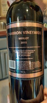 Charon Vineyards 2021 Merlot Back